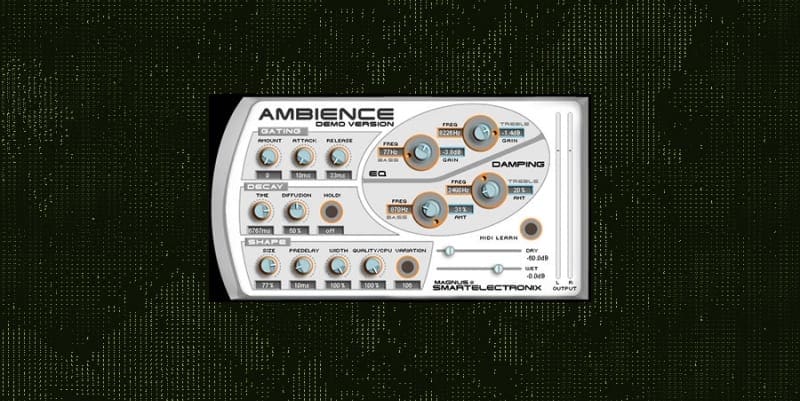Smartelectronix reverb from ambience screen shot with chrome design