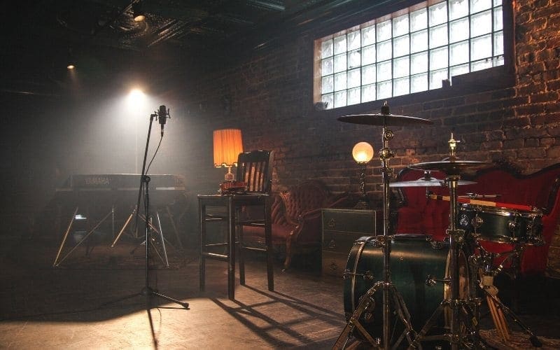 Empty stage with music sound equipment