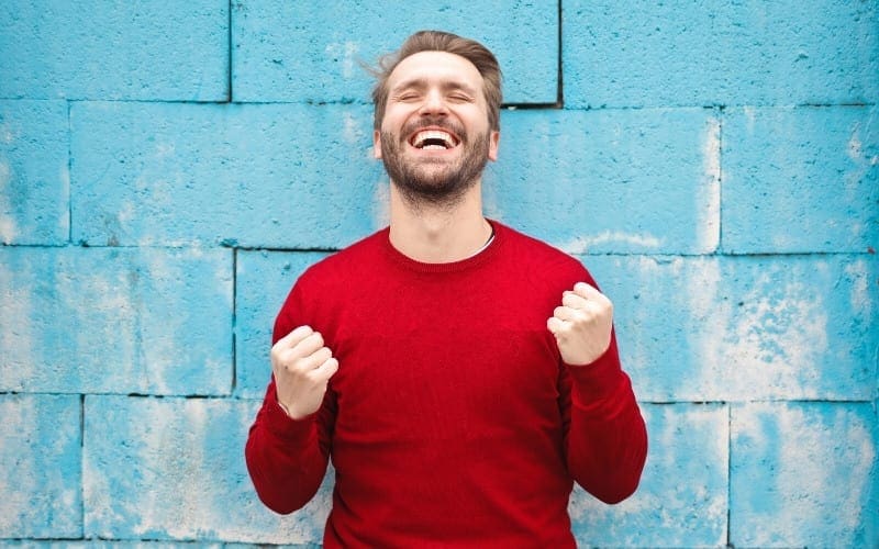 Man looking triumphant
