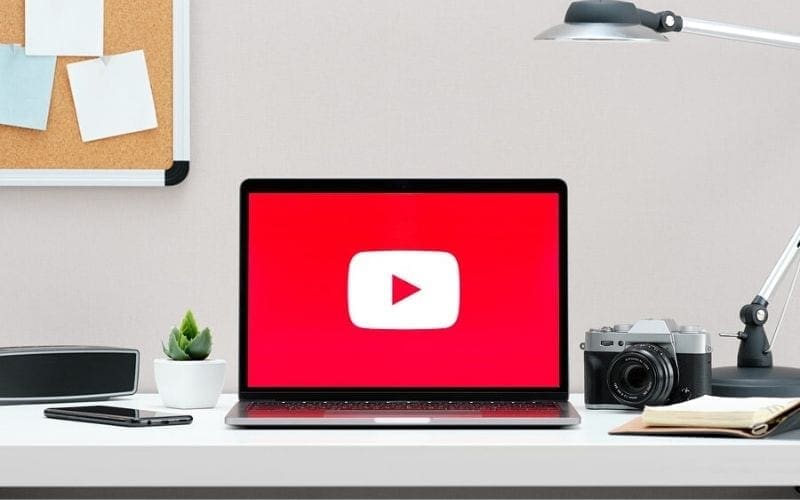 laptop with youtube stream logo