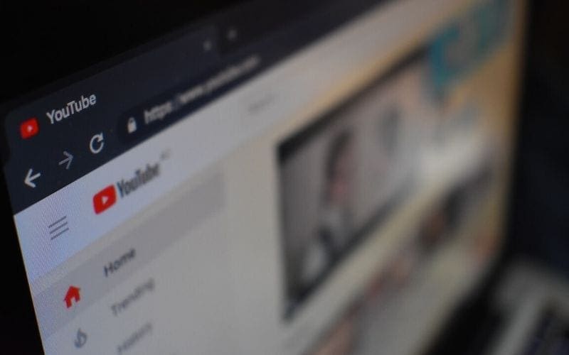 youtube display on a laptop