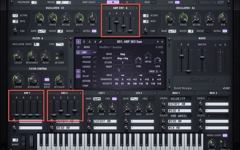 ADSR envelopes modulation