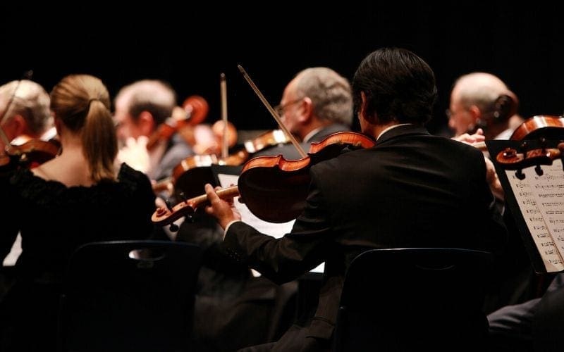 orchestra with violins performance