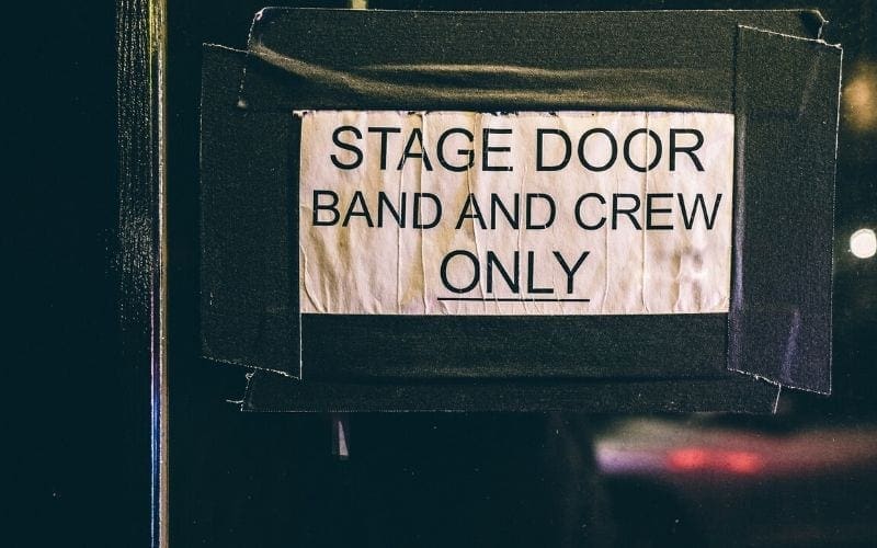 stage door band and crew only sign tour