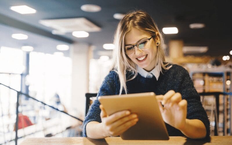 woman on a tablet