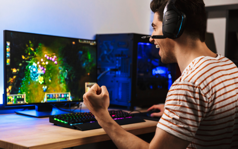 man playing games