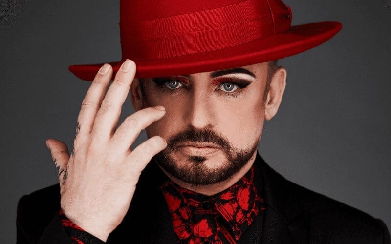boy george red hat photoshoot