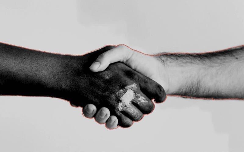 handshake on music split sheet