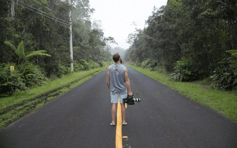 A man location scouting for a film.