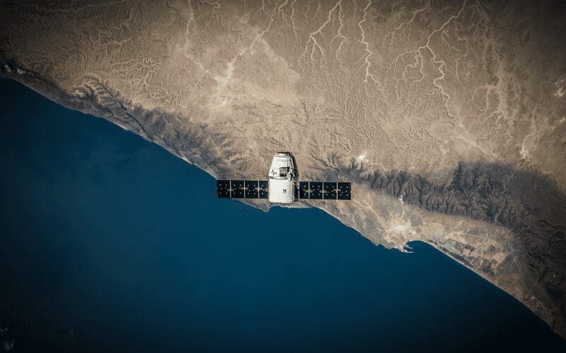 A satellite over the coast location scouting.