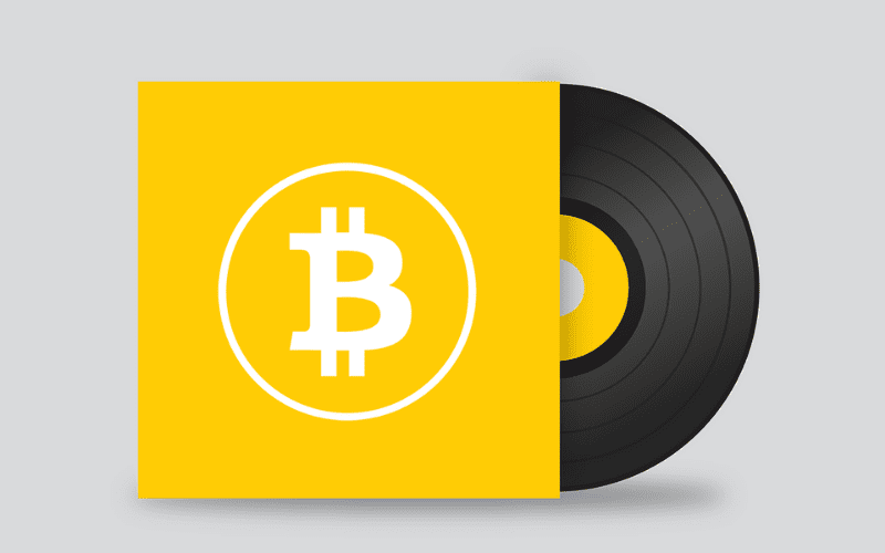 vinyl with bitcoin symbol nft