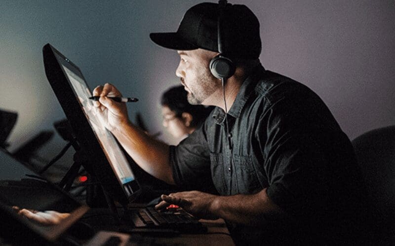 creative artist working on computer 