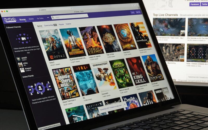 twitch home page on computer