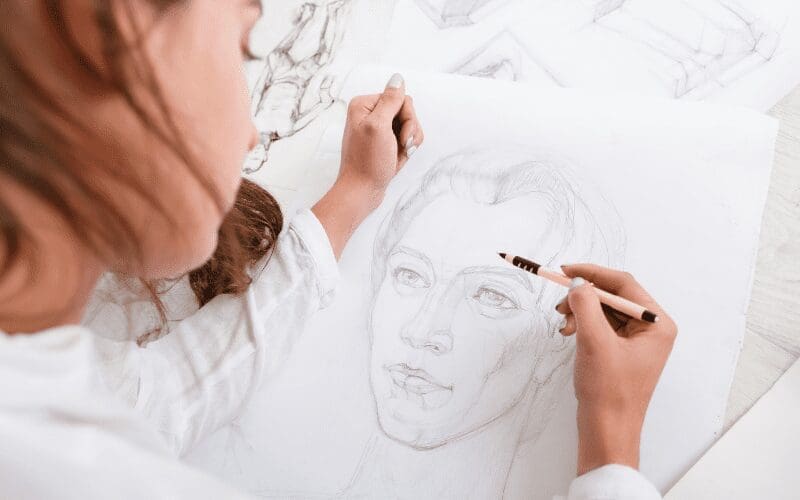 woman drawing