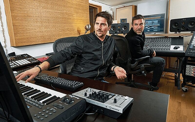 featured artist collaboring in the studio