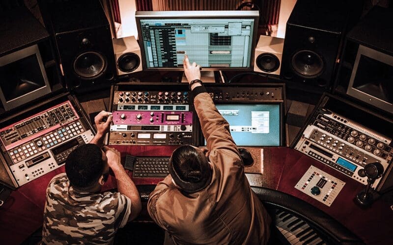 featured artist collaboring in the studio
