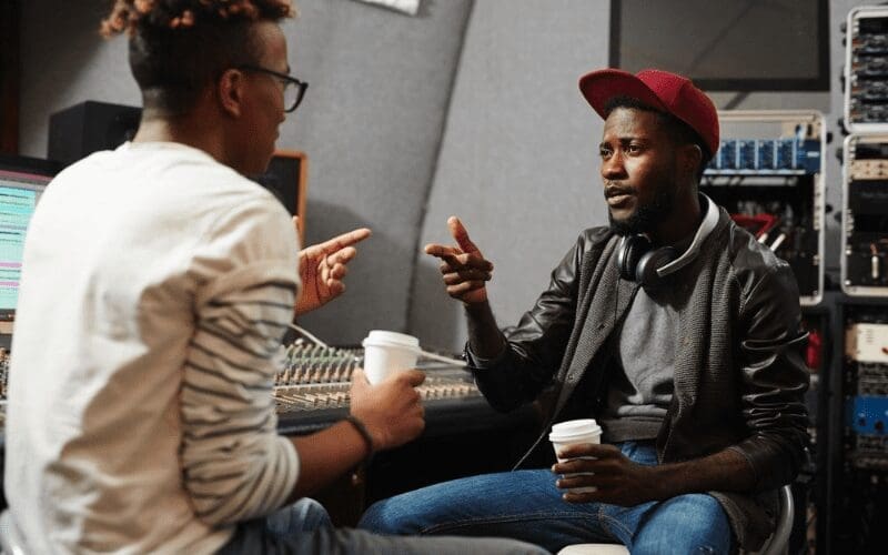 musicians in the studio