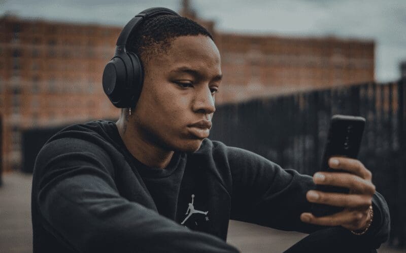 man listening to music