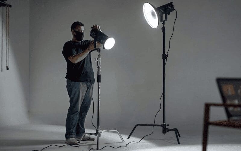 film gaffer with lighting equipment