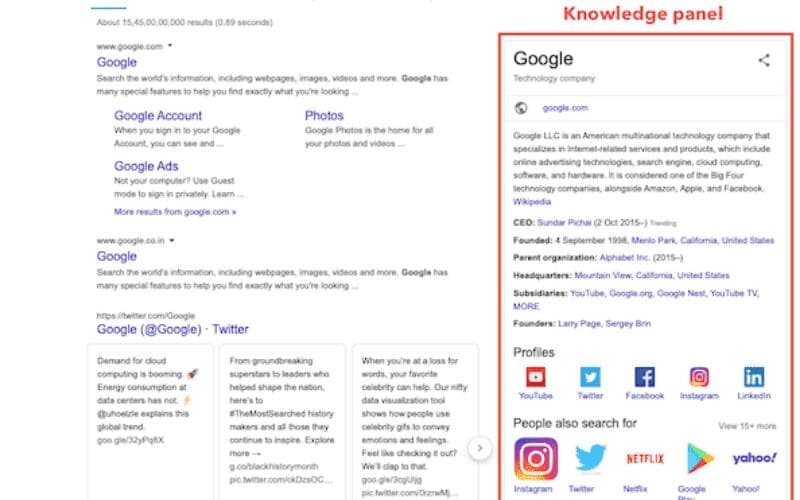 google knowledge panel
