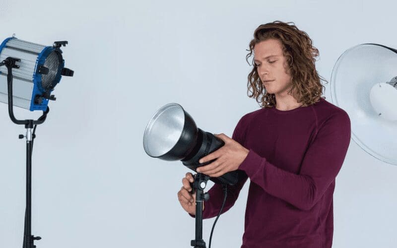 film gaffer with lighting equipment