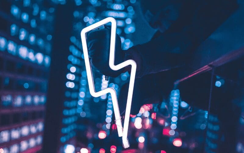 neon lighting bolt