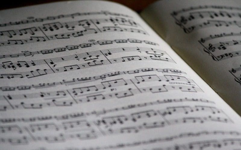 song sheet with musical notes
