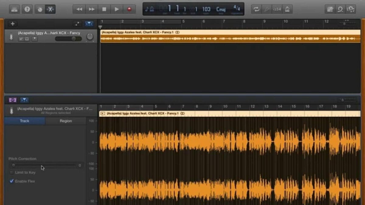 how to change pitch in garageband