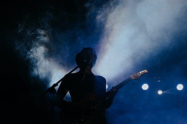 artist performing a cover song on stage