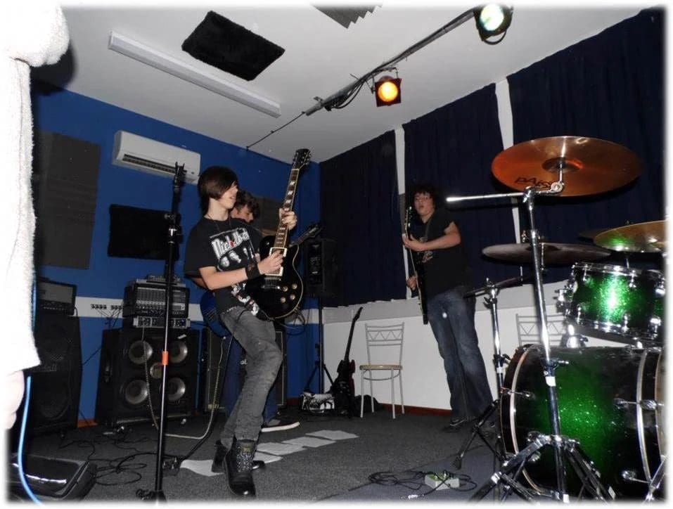 Band recording a live session