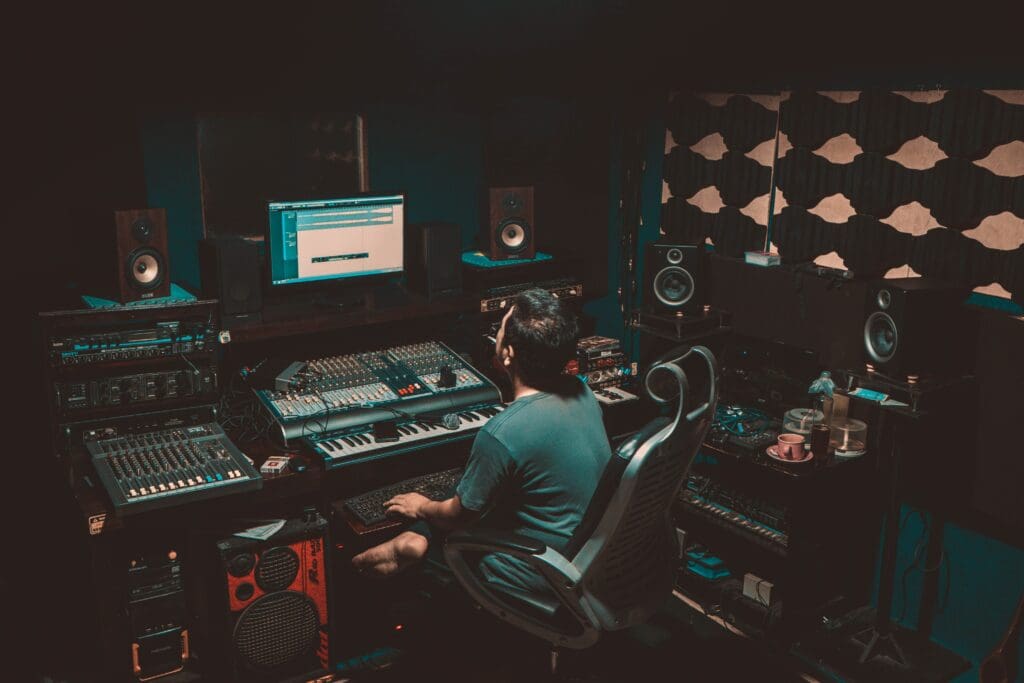 Man in Studio making tracks