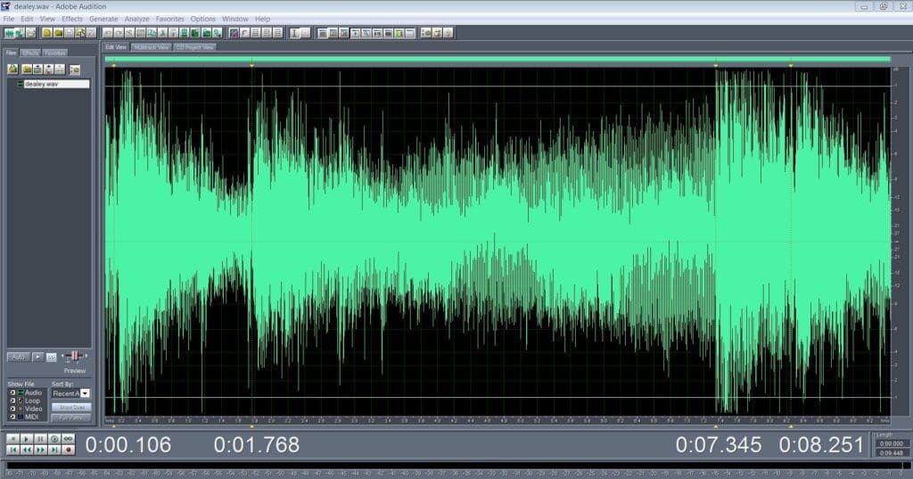 Audio editing dashboard