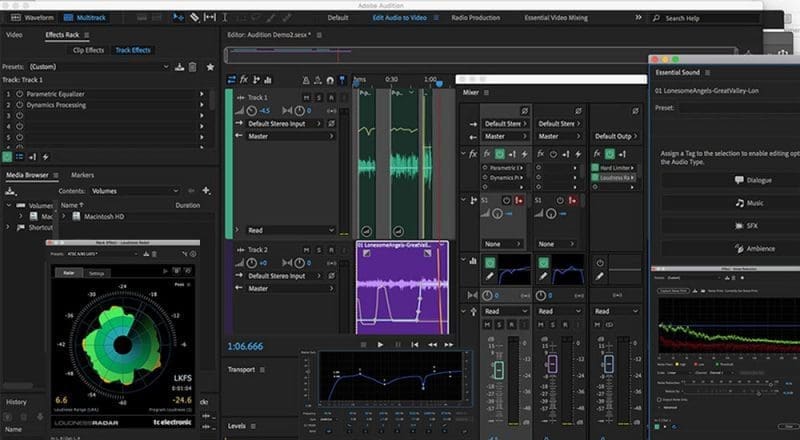 Dashboard and usability of the editing software