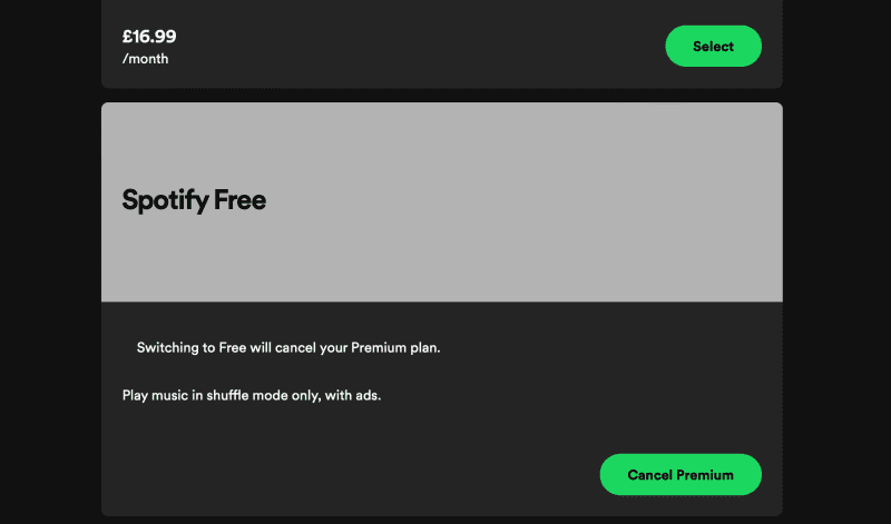 Cancel Spotify Premium