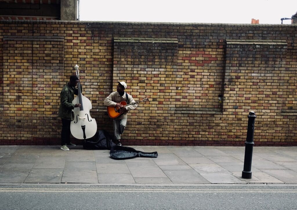 Musicians playing musical instruments