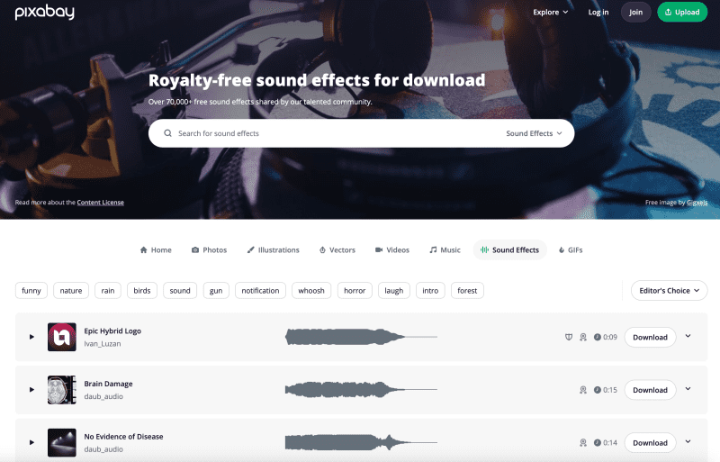 Pixabay Free Sound Effects