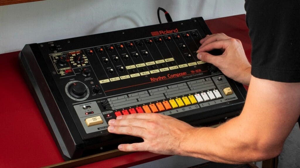 man using Roland 808